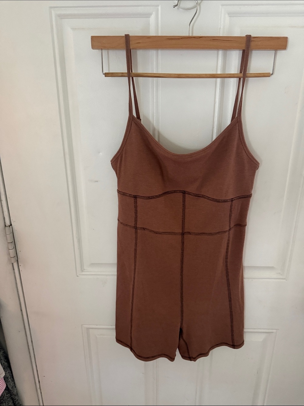SO Brown Seam-Detail Cami Romper